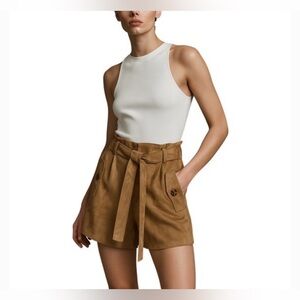 Banana Republic Brown Tan Suede Belted Shorts 0